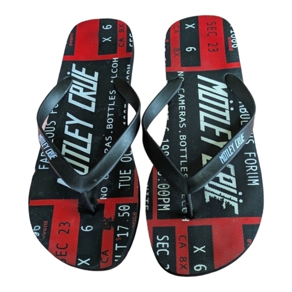 Motley Crue Flip Flops Size 13 Beach - Picture 1 of 4